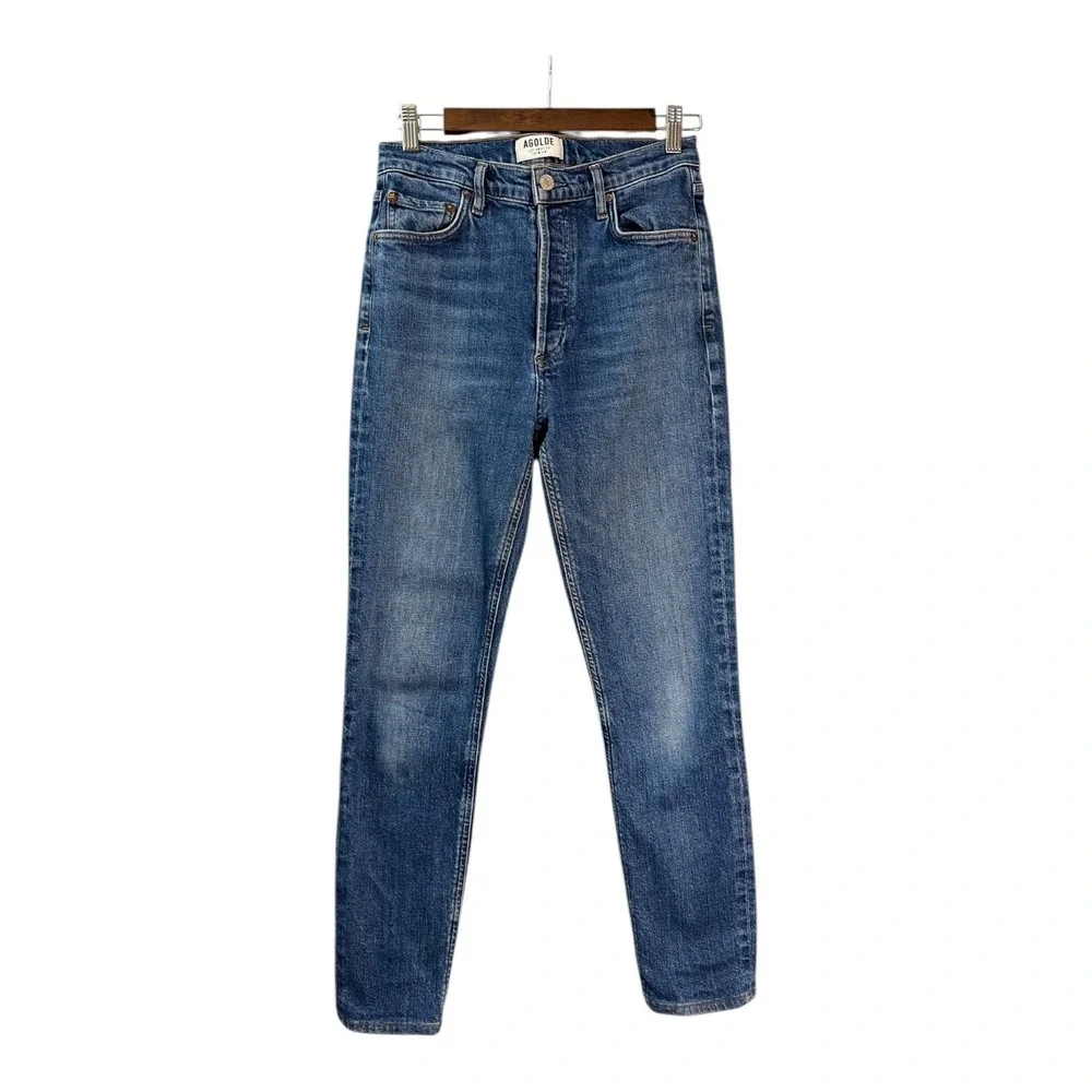 AGOLDE Womens Nico Jeans 26 High Rise Slim Straight Denim Button Fly Medium Wash